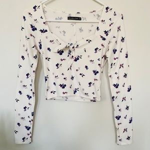 Abercrombie & Fitch floral long sleeve crop top XS